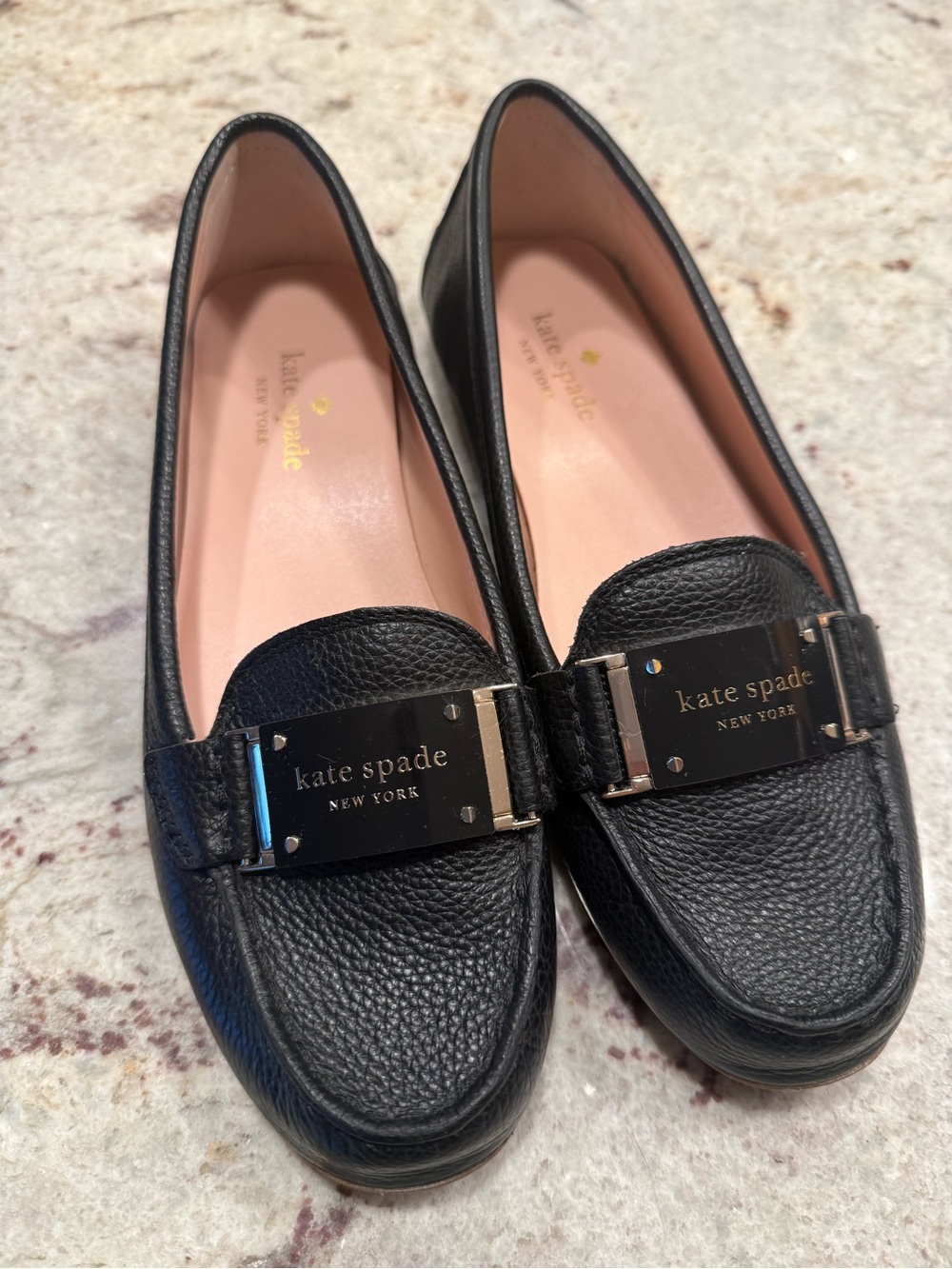 Kate Spade Cheshire Black Leather Loafers Size 7B